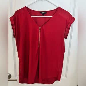 Express satin short sleeve shirt, size small